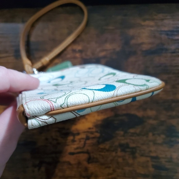 COACH Chelsea Multi-Colored C's Leather Wristlet Wallet Coin Pouch - Picture 5 of 15